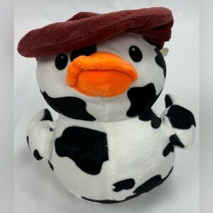 Way To Celebrate Patriotic Cowboy Cow Print White Duck Stuffed Animal Plush 6"